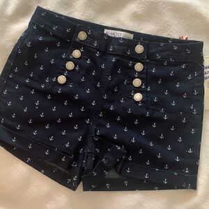 Almost Famous Womens Nautical Shorts Button Front Anchors